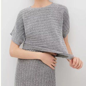 Anthropologie Current Air Gretchen Grey Knit Midi Dress  SIZE L